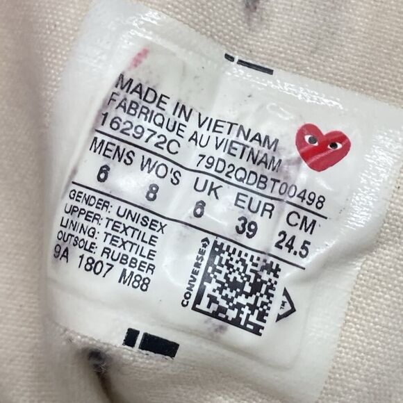 Mens Size 6 Converse Chuck 70 CDG Hi Multi Heart Shoes Sneakers 162972C - Picture 12 of 12